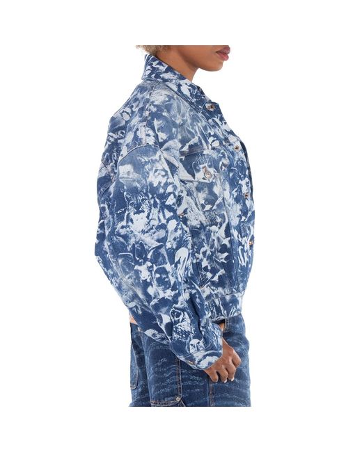 Stella McCartney Blue Animal Forest-Print Denim Cotton Jacket
