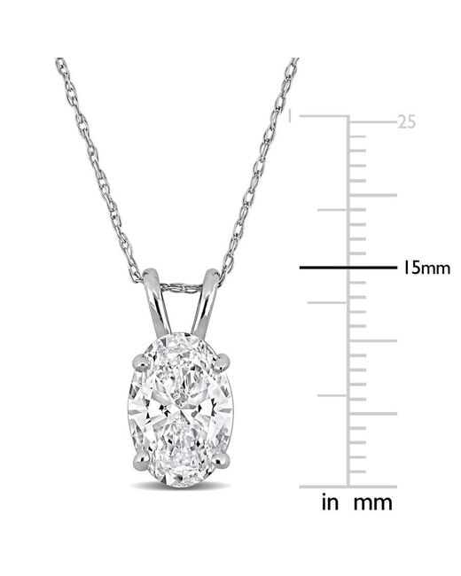 Created Forever Metallic 2Ct Tw Oval-Cut Lab Grown Diamond Solitaire Pendant With Chain for men