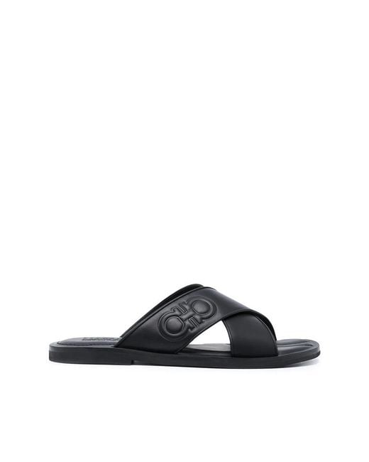 Ferragamo Blue Crossover Strap Sandals for men