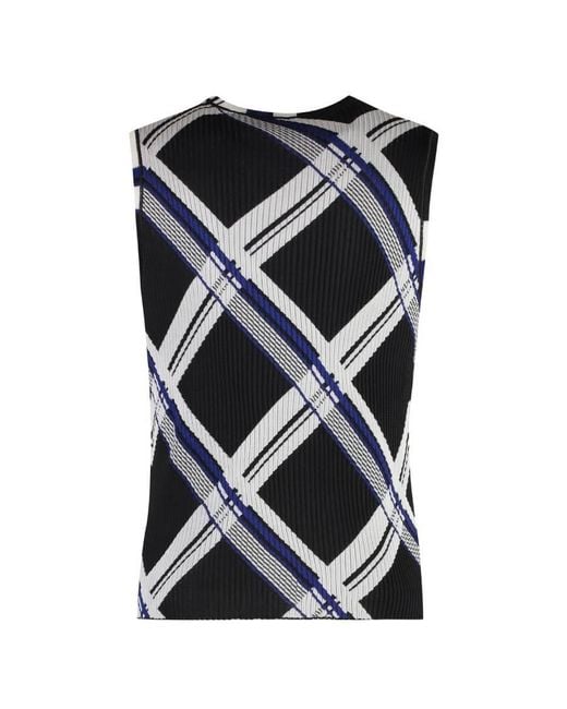 Burberry Black Check Jacquard-Knitted Silk Vest for men