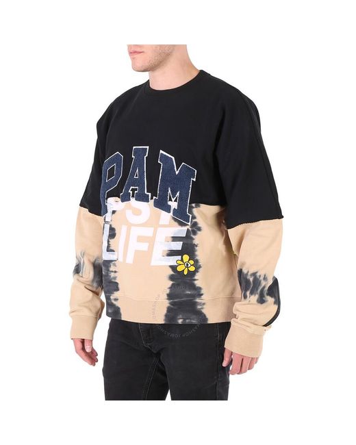 Pam Black Bicolor Logo-embroidered Sweatshirt for men