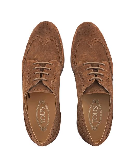 Tod's Brown Walnut Light Wingtip Perforated Lace-ups Derby for men
