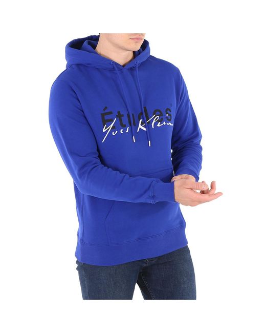 Etudes Studio Blue Klein Signature Logo Cotton Hoodie for men