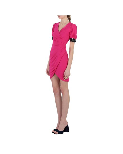 Moschino Pink Buckle-trim V-neck Mini Dress