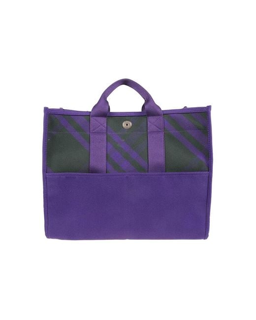 Burberry Blue Canvas Check Tote