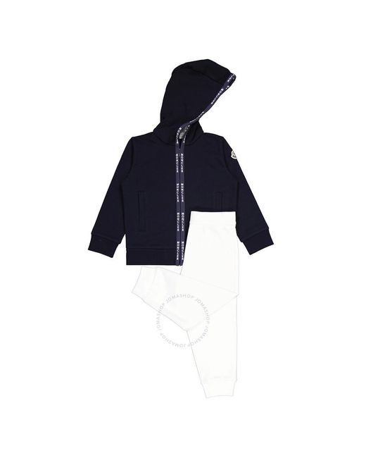 Moncler Blue Boys Bicolor Cotton Fleece Tracksuit Set for men