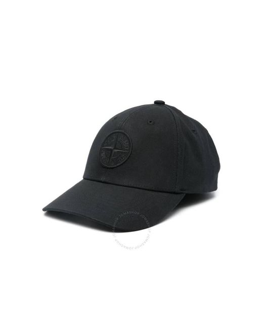 Stone Island Black Cotton Rep Baseball Cap for men