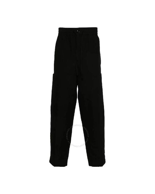 KENZO Black Drawstring Logo-Patch Pants for men