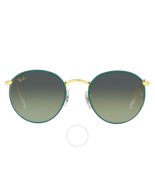 Ray-Ban Brown Round Metal Full Color Legend Vintage Green Gradient Blue Sunglasses Rb3447jm 9196bh 50 for men