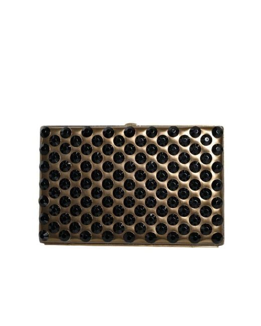 Dolce & Gabbana Black Crystal Bifold Clutch Evening Party Purse Bag Leather