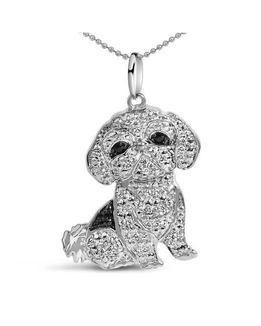 Haus of Brilliance White 925 Sterling 1/2 Cttw And Diamond Shih Tzu Dog 18" Pendant Necklace for men