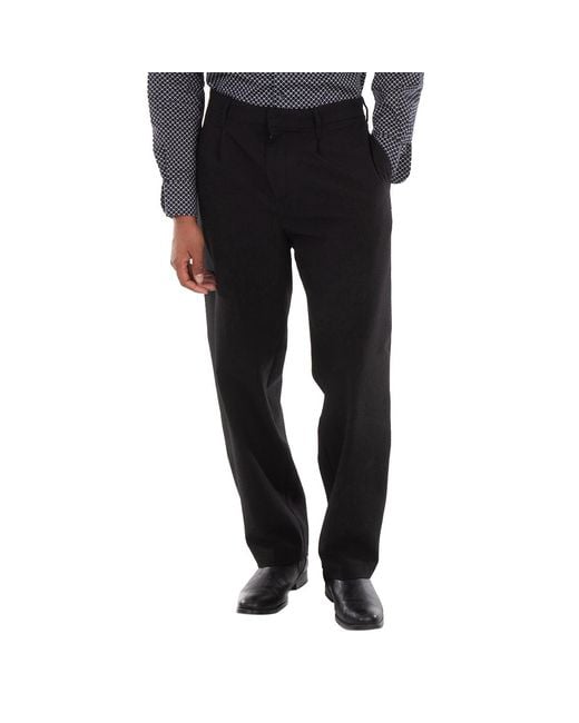 Emporio Armani Black Seersucker Pleated-Waist Chinos Pants for men