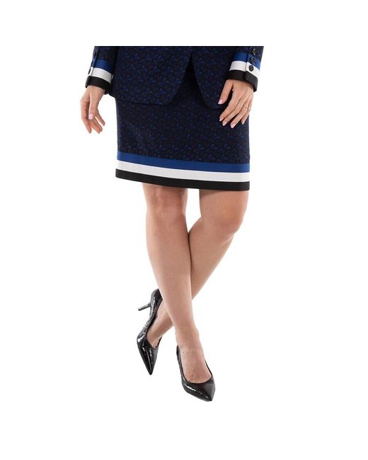 Burberry Blue Deep Royal Odette Wool Blend Skirt, Brand Size 4 (Us