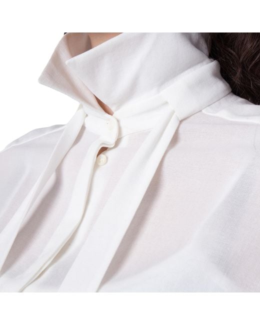 Bally Gray Cotton Tie-Neck Blouse