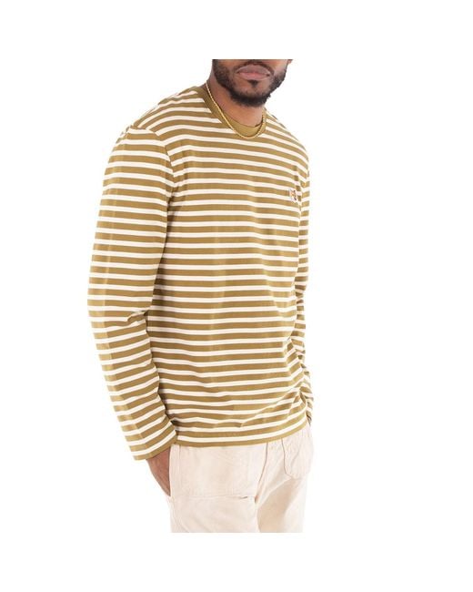 Maison Kitsuné Green Striped Fox Head Patch T-Shirt for men