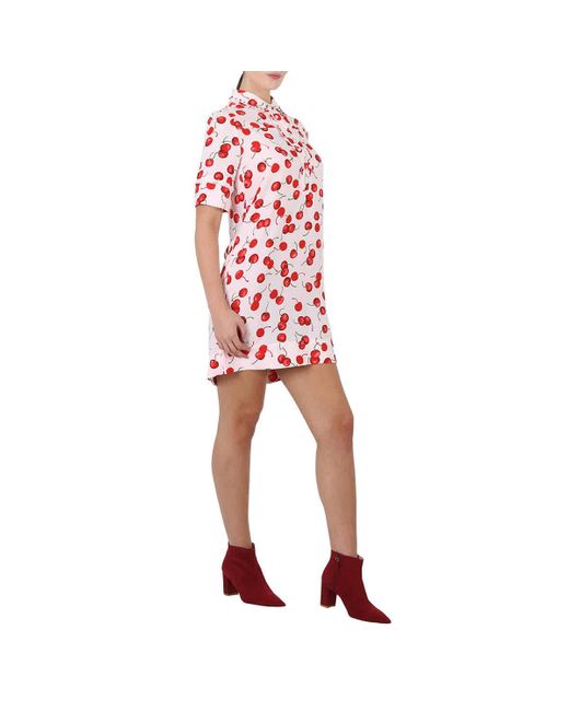 Essentiel Antwerp Red Cherry Print Short Sleeve Dress