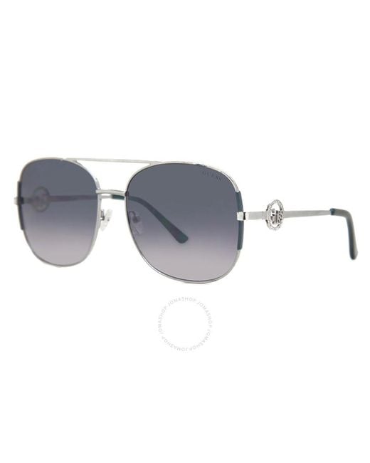 Guess Factory Gray Smoke Mirror Pilot Sunglasses Gf6127 10c 60