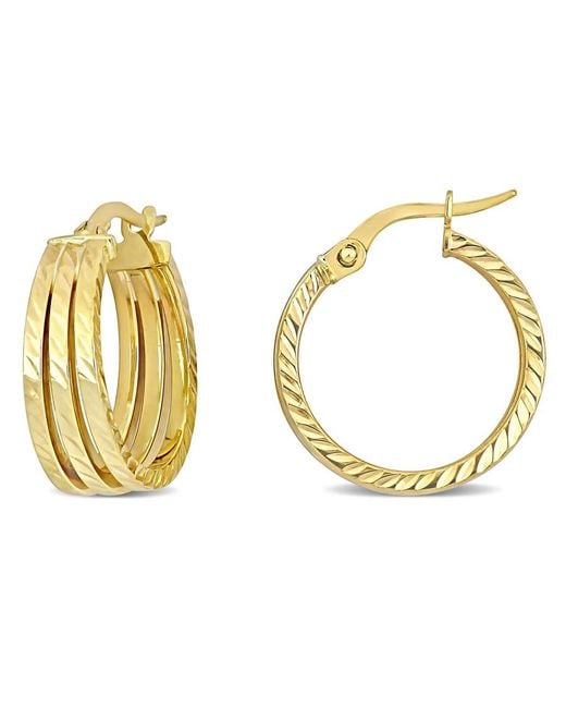 Amour Metallic 19Mm Triple Row Textured Hoop Earrings