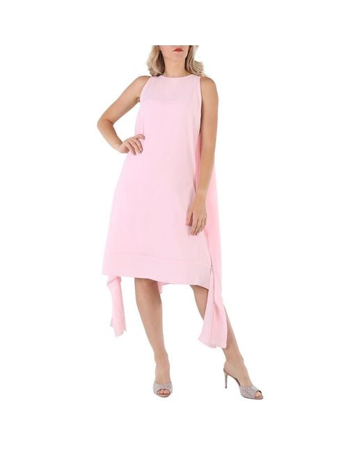 Burberry Pink Pale Candy Drape Detail Satin Crepe Shift Dress, Brand Size 4 (Us