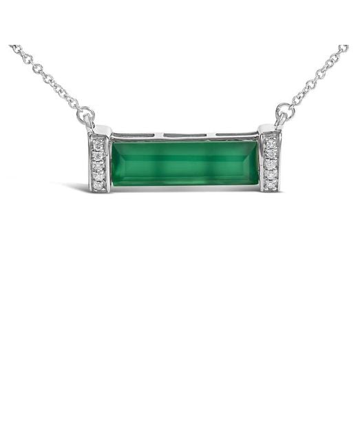 Haus of Brilliance Blue Sterling Diamond Accent And Agate Bar Pendant Necklace