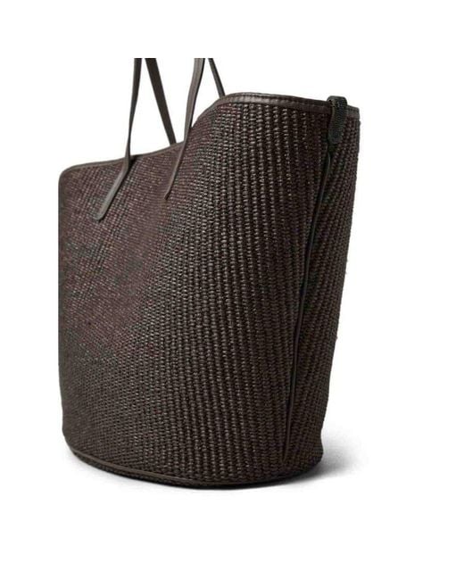 Brunello Cucinelli Brown Dark Woven Tote Bag