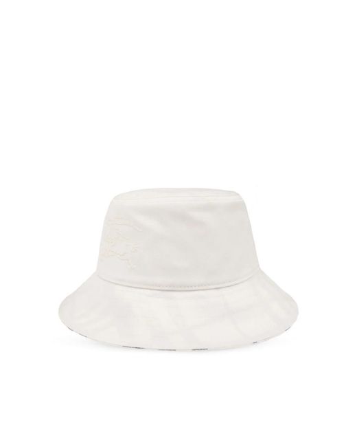 Burberry White Ekd--Embroidered Bucket Hat for men