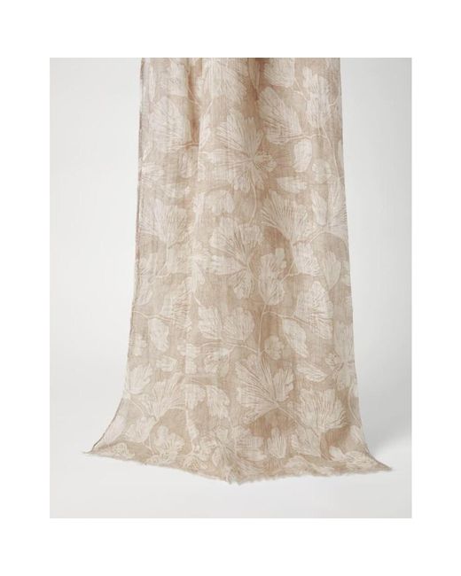 Brunello Cucinelli Natural Linen Floral Scarf for men