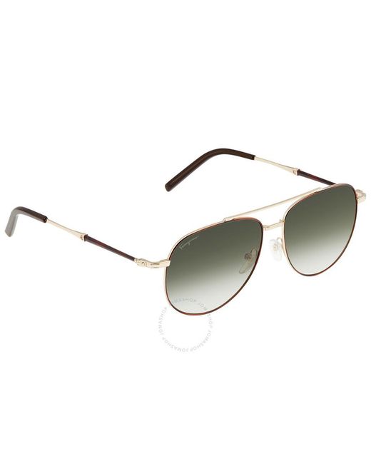 Ferragamo Brown Green Pilot Sunglasses Sf226s 723 58
