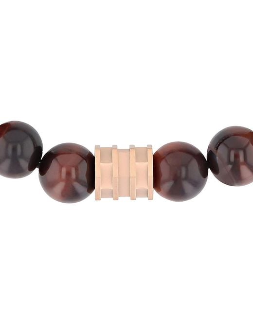 Robert Alton Brown Stainless Steel Tiger Eye Bead Bolo Bracelet for men