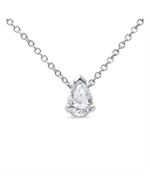 Haus of Brilliance Metallic Ags Certified 14k White Gold 1/2 Cttw Diamond Pear 18'' Pendant Necklace
