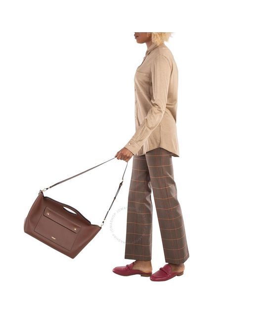 Burberry Small Soft Pocket Leather Tote Bag in Brown | Lyst