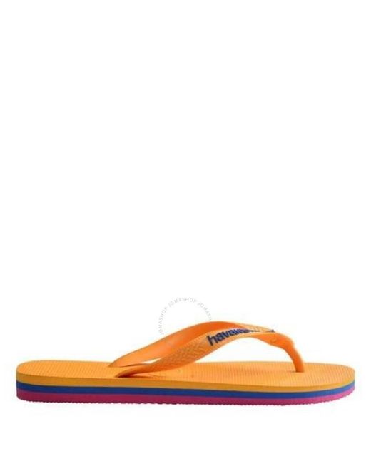 Havaianas Orange Citrus Brasil Layers Slippers, Brand Size 35/36 Us