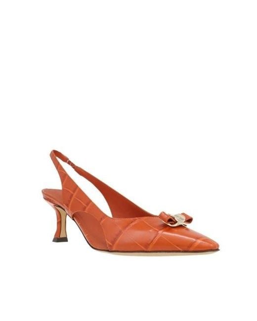 Ferragamo Red Zarula Mini Bow Slingback Pumps