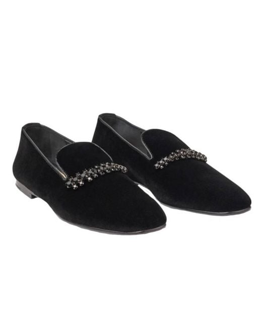 Jimmy Choo Black Bing Crystal-Embellished Velvet Loafers