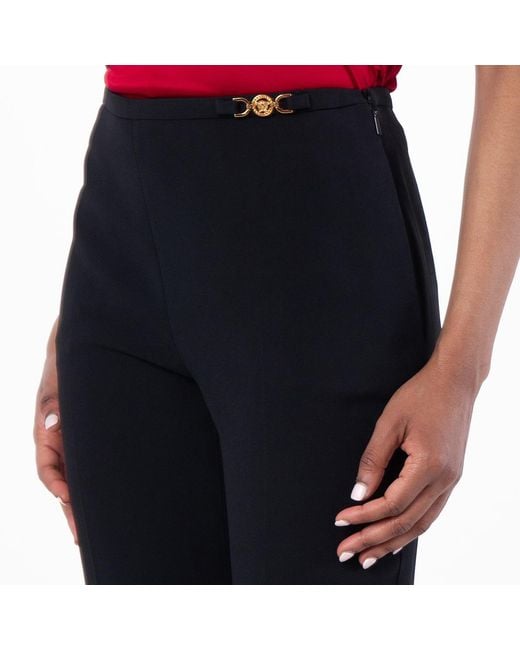 Versace Black Cady Wide-Leg Pants, Brand Size 44 Us