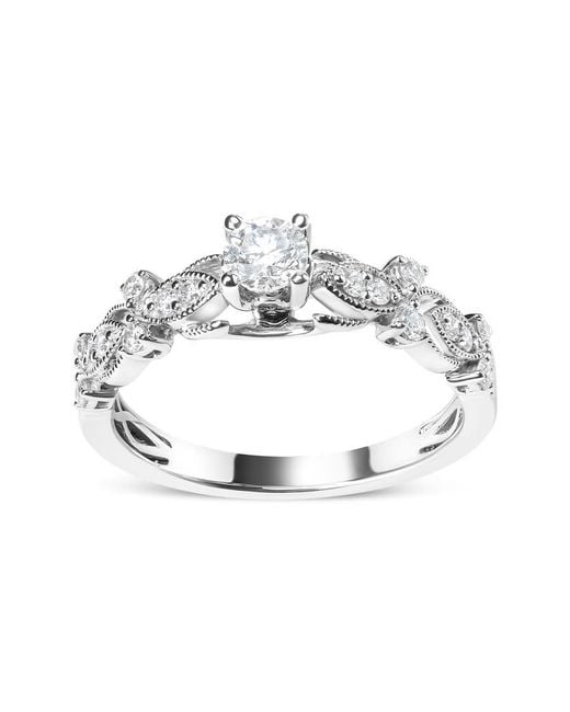 Haus of Brilliance Metallic 14K 1/2 Cttw Diamond Vintage Style Engagement Ring (G-H Color, Vs2-Si1 Clarity)