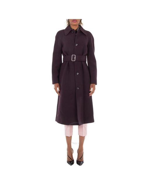 Burberry Purple Wool Belted Coat, Brand Size 8 (Us