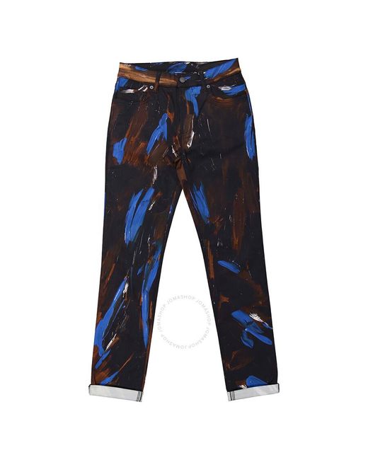Moschino Blue Painted Logo Jersey Trousers for men