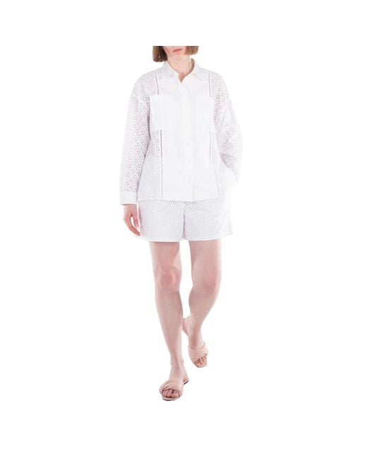 KENZO White Broderie-Anglaise Cotton Shorts