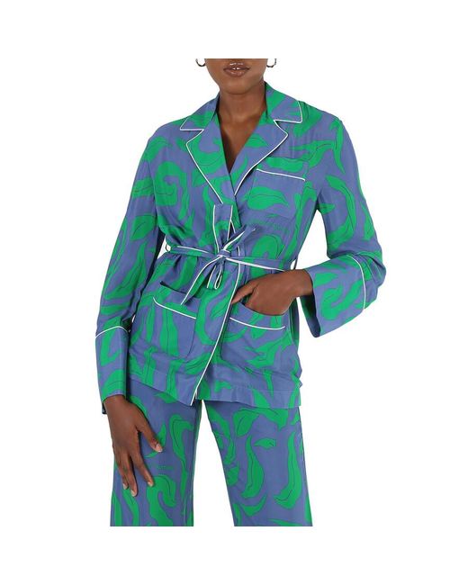 Off-White c/o Virgil Abloh Blue Leaf-Print Pyjama-Style Shirt