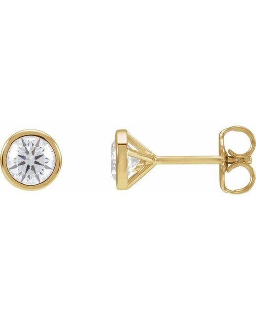 Tresorra Metallic 14K Lab-Grown Diamond 2 Carat Round Bezel Set Stud Earrings