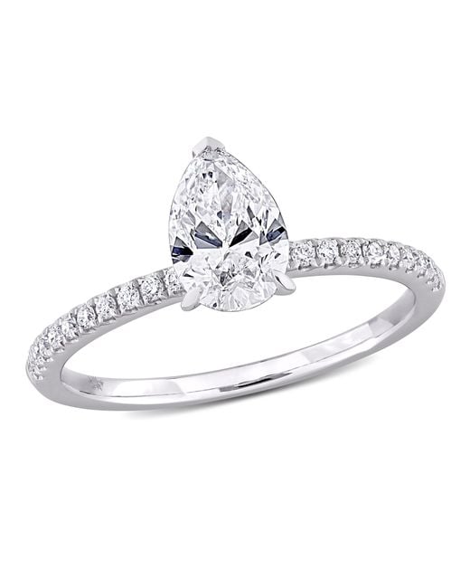 Created Forever White 1 1/6Ct Tdw Pear Shape Lab-Created Diamond Engagement Ring