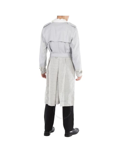 Burberry Gray Panelled Linen Trench Coat for men