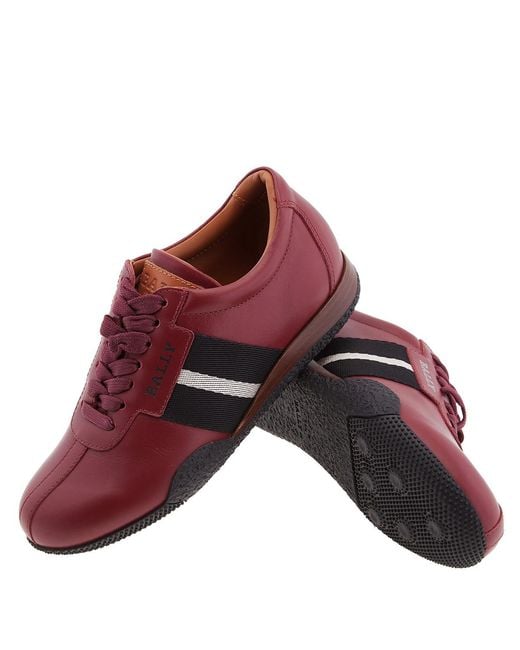 Bally Red Francisca Leather Low-Top Sneakers, Brand Size 35 Us Size 4.5