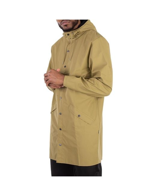 Rains Green Curve Hooded Belted Waterproof Jacket