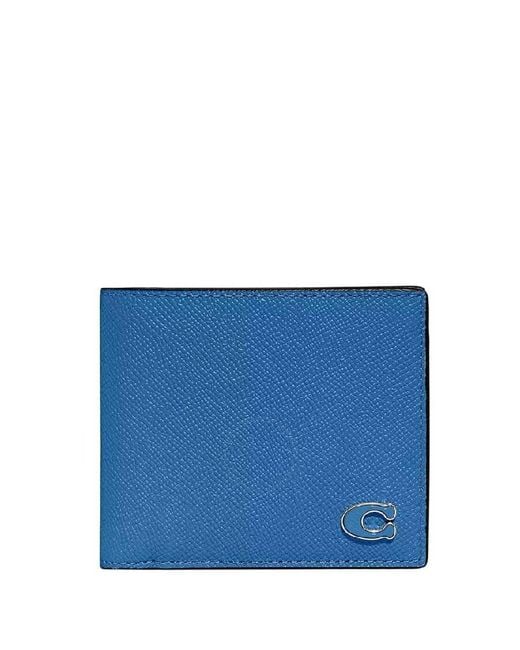 COACH Blue Bi-Fold Leather Wallet for men