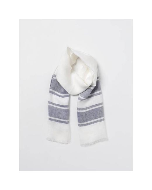 Brunello Cucinelli White And Linen Striped Scarf, One Size for men