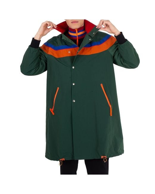 Kolor Green Colorblock Nylon Long Jacket, Brand Size 1 for men