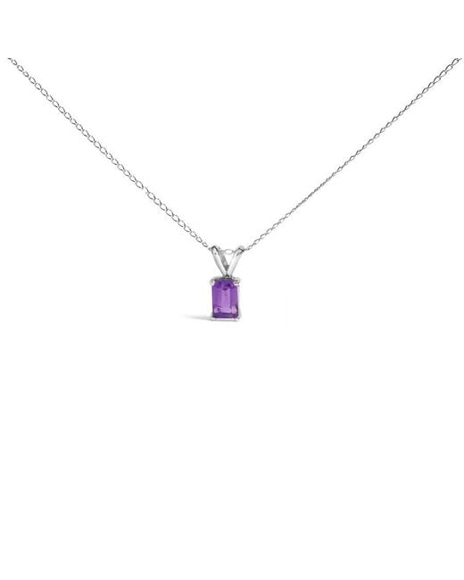 Haus of Brilliance Metallic 14K 6X4Mm Emerald Cut Amethyst Solitaire Pendant Necklace