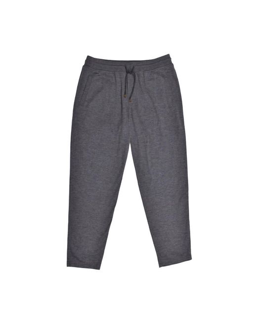 Brunello Cucinelli Gray Cashmere Drawstring Trousers for men
